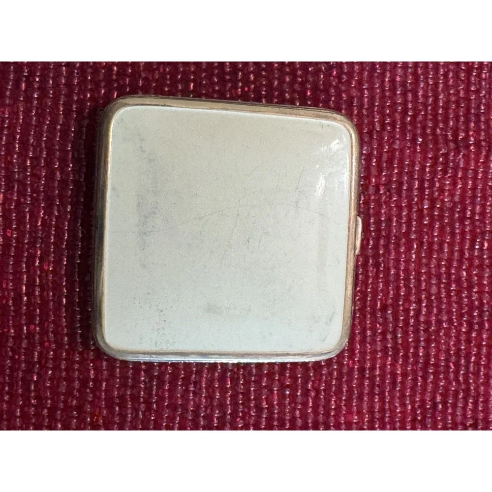 Vintage Guilloche Enamel Powder Compact Pink Roses Floral Mirror Vanity Case